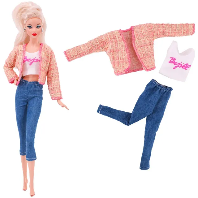 Set of 5 pieces of fashionable clothes and accessories for Barbie dolls