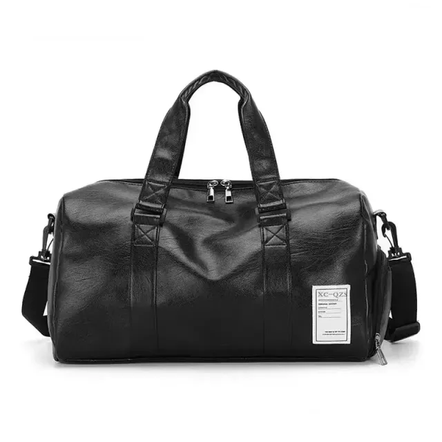 Fashion travel bag made of PU leather with shoe compartment - duffle bag for sport, fitness and weekends