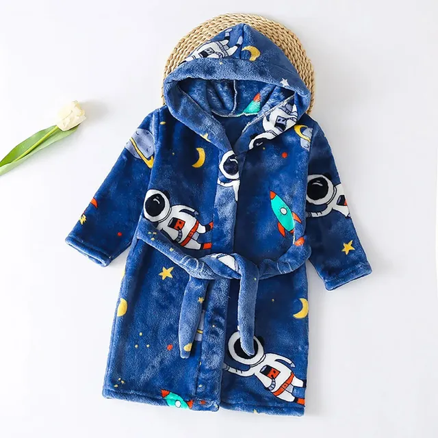 Children's modern cute stuffed bathrobe with hood