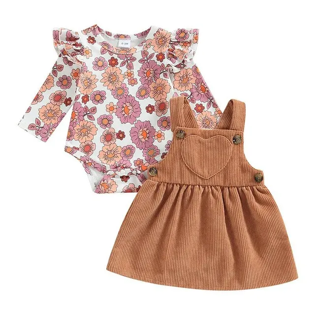 Children's Autumn Overal with long sleeve and rusty skirt with lacquer for newborns and toddlers