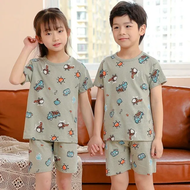 Baby cotton pajamas with short sleeves for boys and girls