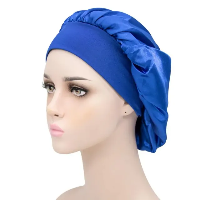 Special satin cap for sleeping against tangled long hair and hair extensions - more colors
