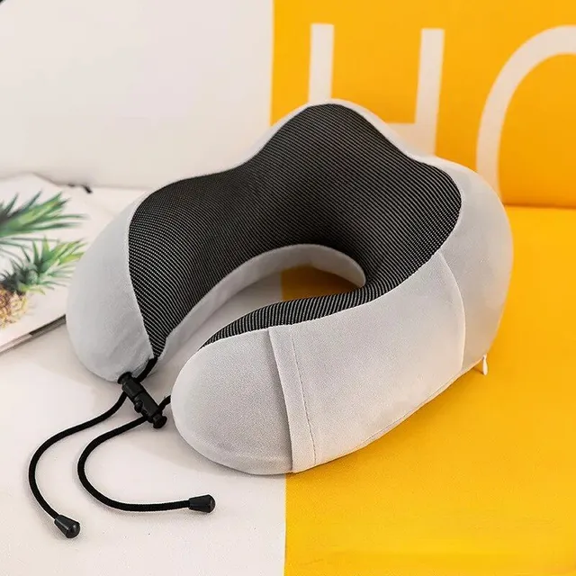 Anatomical neck cushion made of memory foam - soft travel pillow for sleeping in the plane and caring for the cervical spine