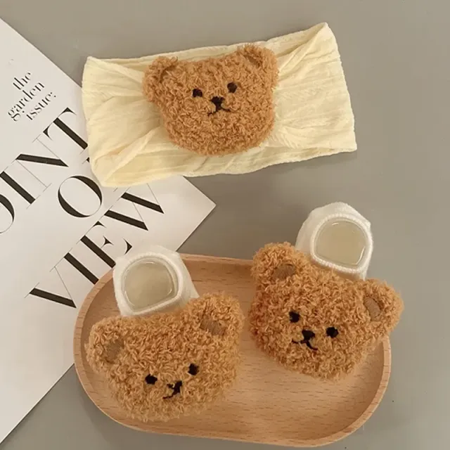 Baby socks with headband - set of 2 pieces with cute teddy bear