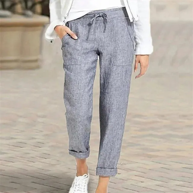 Women's high waist and pocket drawers - loose and casual long trousers for women
