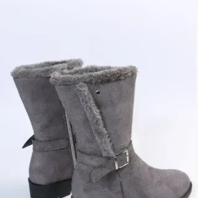 New Winter Women's Warm Plush Suede Long Boots Comfortable Wedge Cotton Half Boots