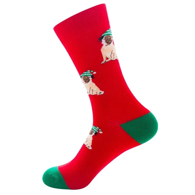 Christmas socks with cheerful motifs - Nicholas, reindeer, tree, snowflakes and snowman