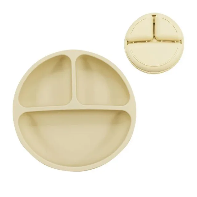 Baby silicone plate with suction cup for divided diet