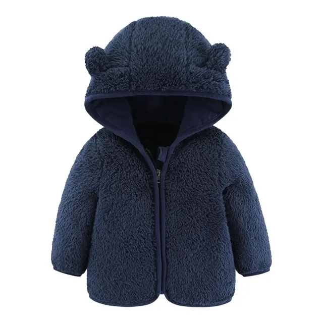 Spring and autumn baby fleece jacket with ears teddy bear, long sleeve and warm jacket, baby clothes