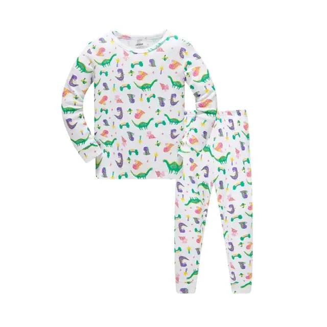 Two-piece pajamas for children with long sleeve and long pants with cheerful pictures