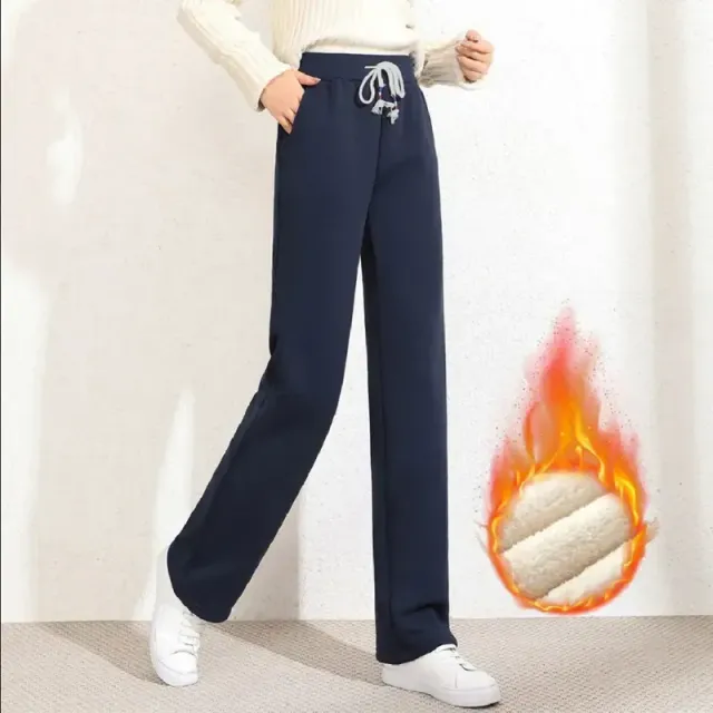 Winter warm wide pants with high waist for women