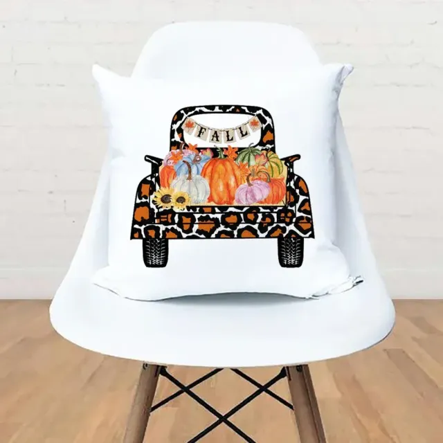 White pillowcase with printing car for home and party decorations for Thanksgiving