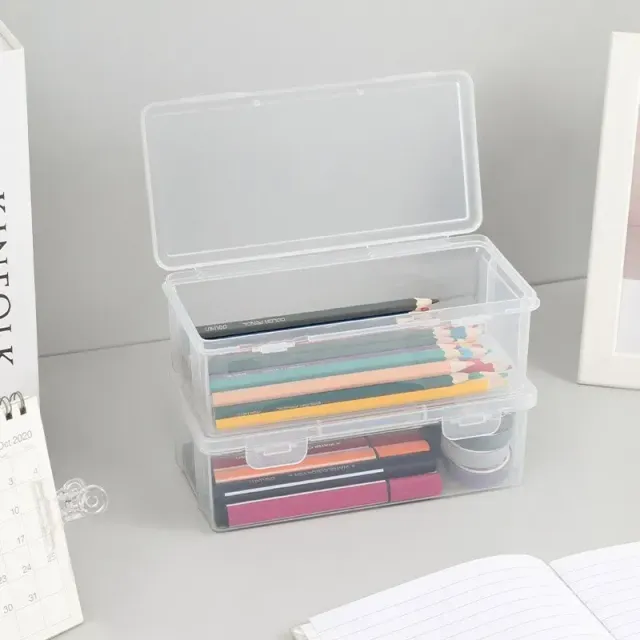 Transparent plastic pencil case - storage box for artistic needs