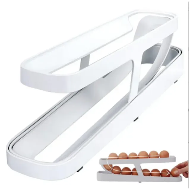 Automatic egg scrolling tray