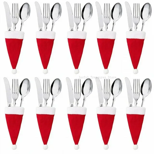 5/10/20 pcs Christmas cutlery holder in the form of Santa's hat