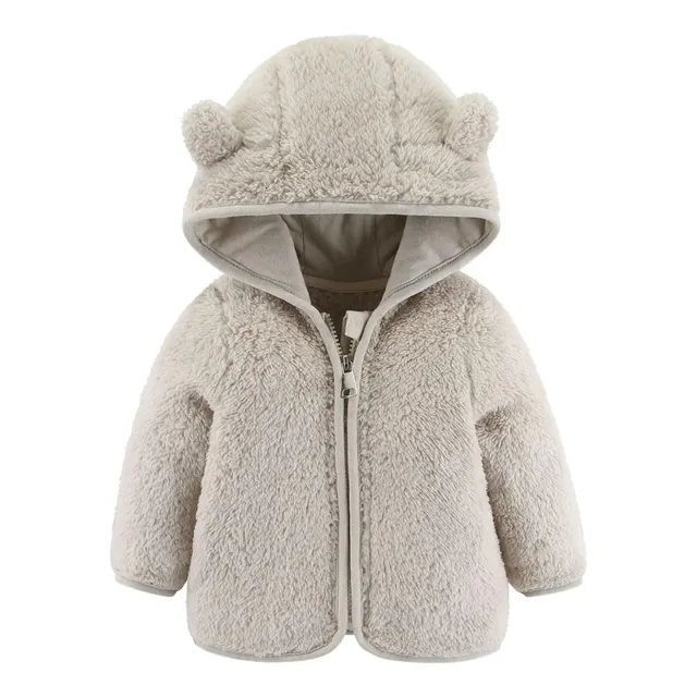 Spring and autumn baby fleece jacket with ears teddy bear, long sleeve and warm jacket, baby clothes