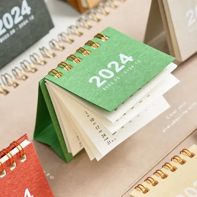 Mini table calendar for 2024 in single colour design - daily planner, annual organizer and table decoration