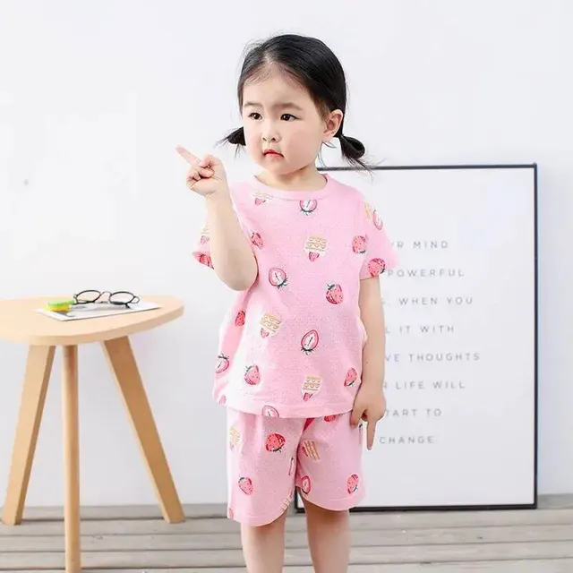 Baby cotton pajamas with short sleeves for boys and girls