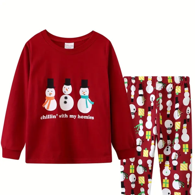 Christmas pajama set with long sleeve for girls for winter