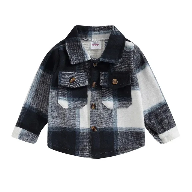 Children's flannel plaid casual coat in various colors