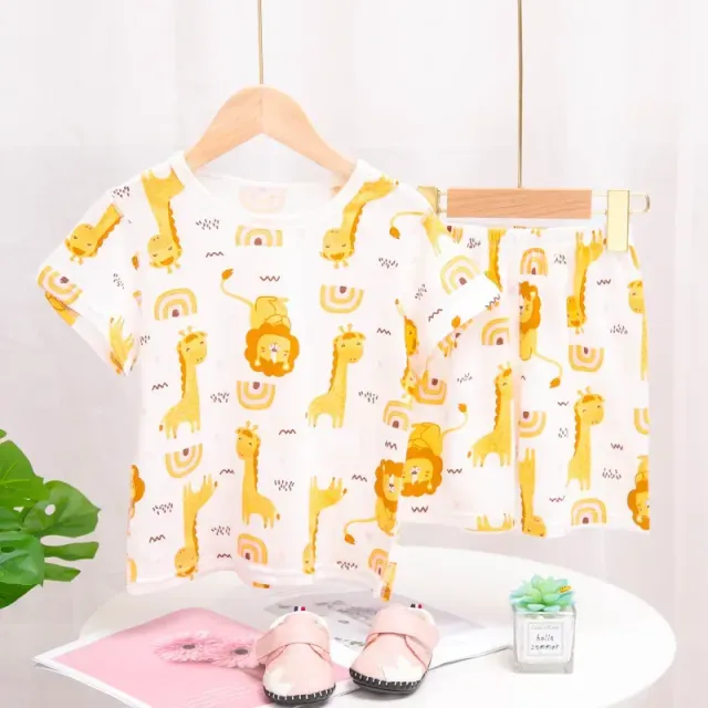 Baby cotton pajamas with short sleeves for boys and girls