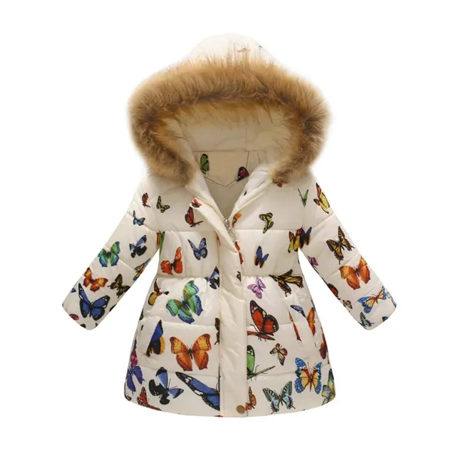 Children's winter windproof warm jacket with hood for girls