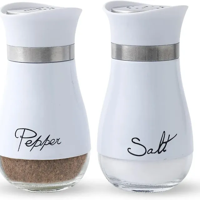 Set of stainless steel salt and pepper sprays with glass bottle