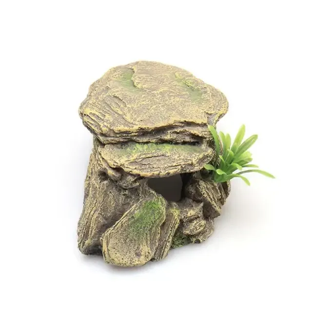 Decoration into aquariums and terrariums for reptiles - rocky shelters, caves, mountains, resinary house, substrate for reptiles