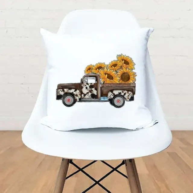 White pillowcase with printing car for home and party decorations for Thanksgiving