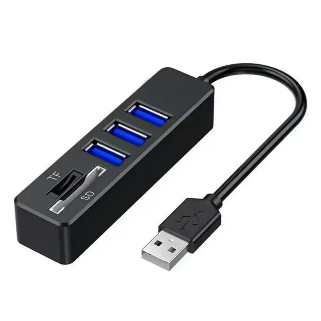 Spolehlivý 5v1 USB Hub, přenosný, bez ovladače, vysokorychlostní přenos dat, USB 2.0, více rozbočovačů, adaptér, čtečka SD karet/karet TF