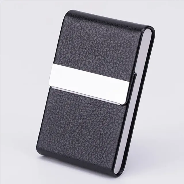 Thin Case for Business Cards - PU Leather and Metal - Magnetic Closing - Holder for Business Cards