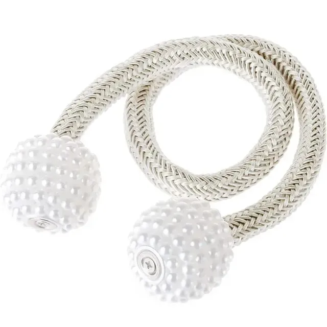 Magnetické závesné spony s perlovou guľou - Elegantné domáce závesné držiaky