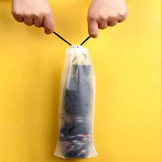 Matný transparentný plastový dáždnikový kryt - opakovane použiteľný prenosný dáždnikový kryt so sťahovacou šnúrkou