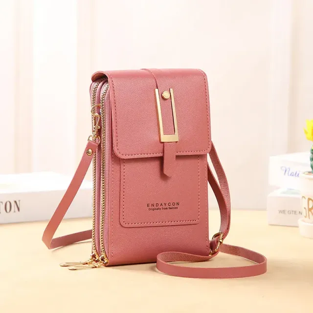 Women's crossbody soft leather purse with touch screen for phone, wallet and other small things