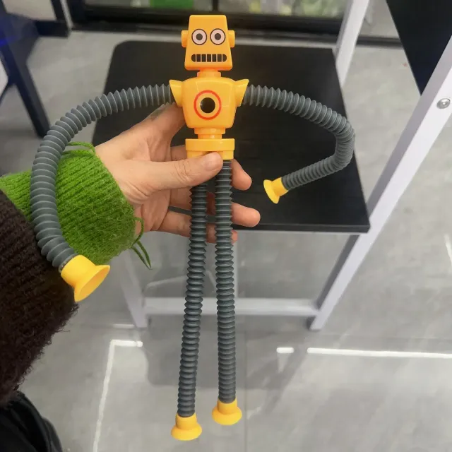 Baby telescopic robotic toy with suction cup for sensory development