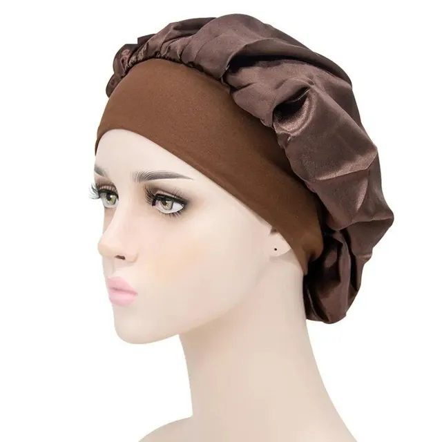 Special satin cap for sleeping against tangled long hair and hair extensions - more colors