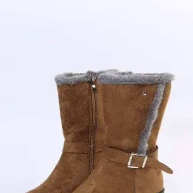 New Winter Women's Warm Plush Suede Long Boots Comfortable Wedge Cotton Half Boots