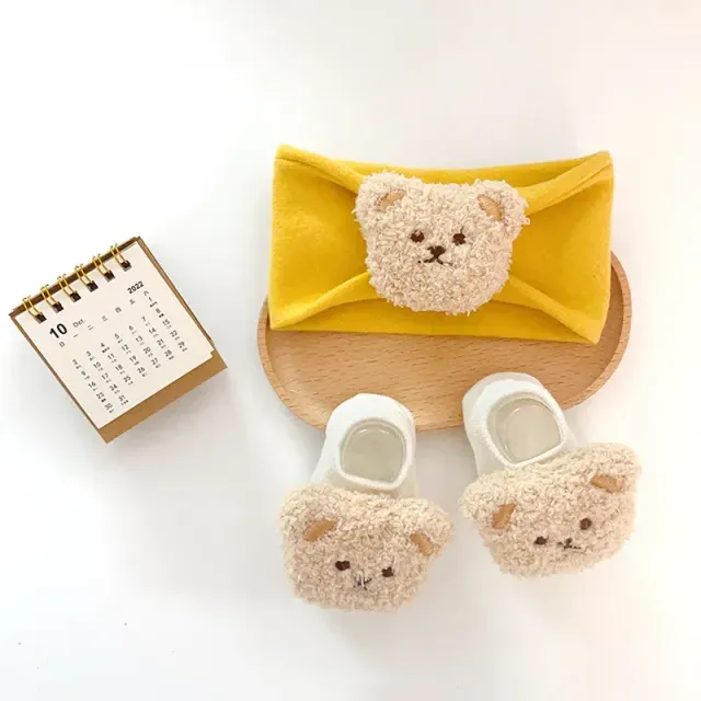 Baby socks with headband - set of 2 pieces with cute teddy bear