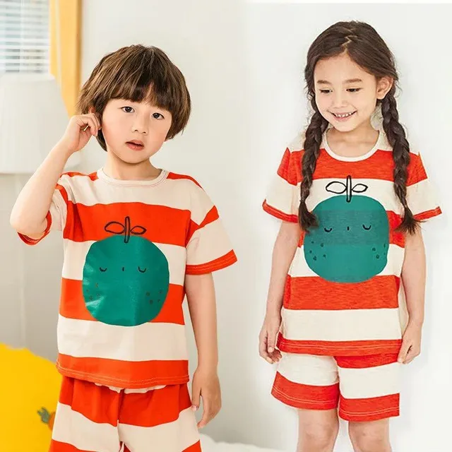 Baby cotton pajamas with short sleeves for boys and girls