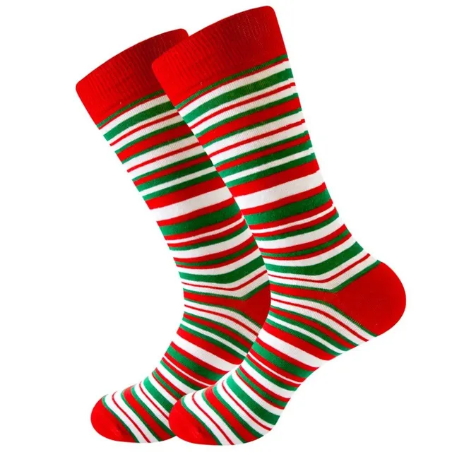 Christmas socks with cheerful motifs - Nicholas, reindeer, tree, snowflakes and snowman