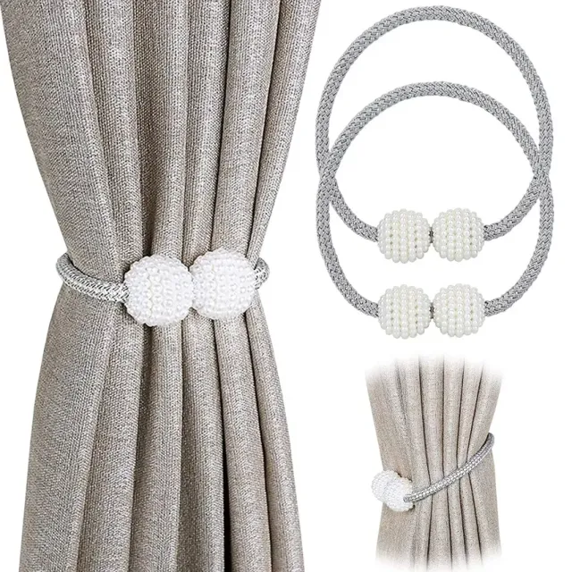 Magnetické spony na závěsy s perlovou koulí - Elegantní držáky na závěsy do domácnosti
