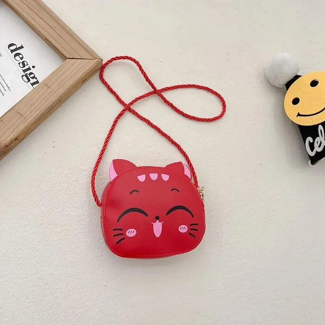 Children's crossbody bag with cute cat - fashionable mini purse for girls