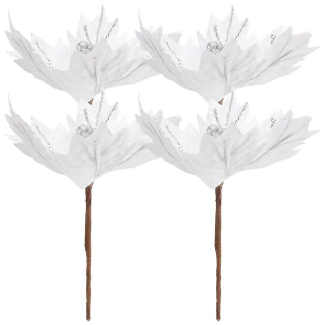 Sztuczne kwiaty świąteczne do dekoracji drzewa - kolor biały