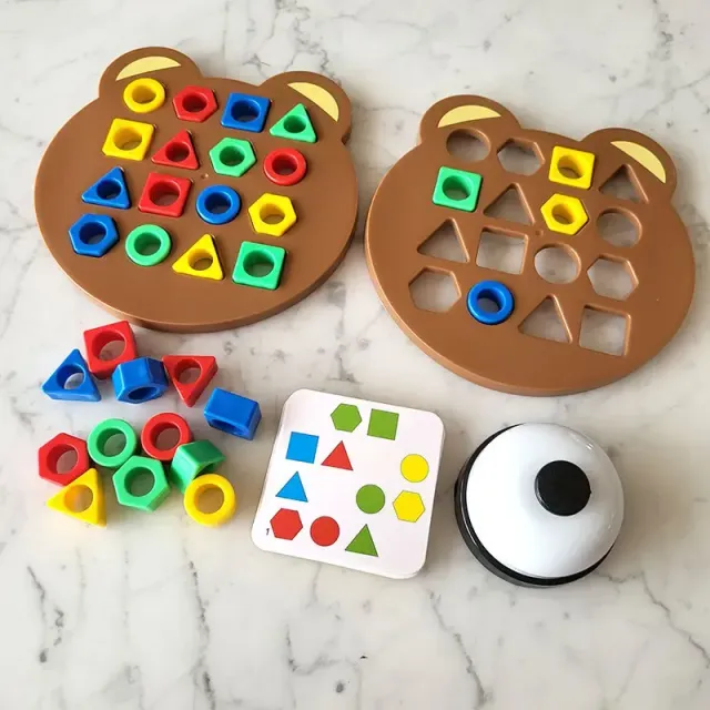 Children's wooden puzzle with geometric shapes - educational game for children