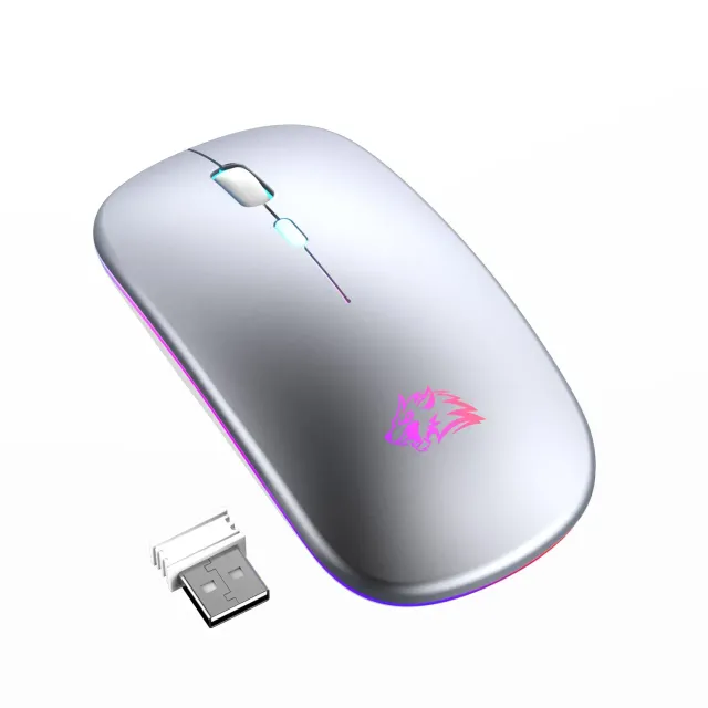 Wireless Bluetooth mouse with LED lighting and quiet button