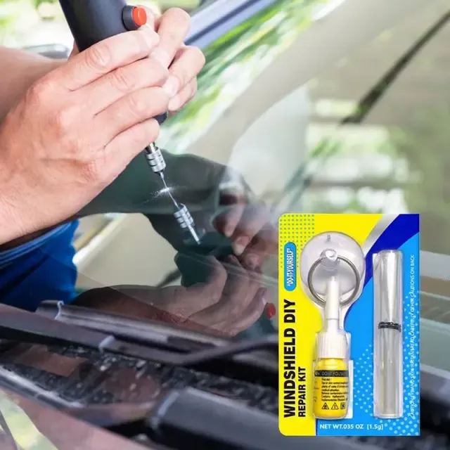 Set for repair of cracks and scratches of windshield - prevents damage and spread