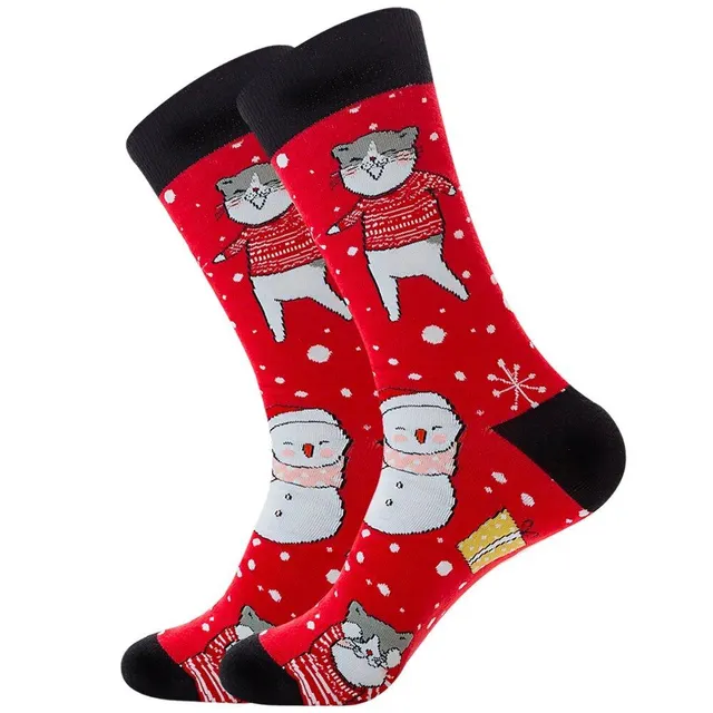 Chaussettes de Noël avec motifs joyeux - Saint Nicolas, renne, sapin, flocons et bonhomme de neige