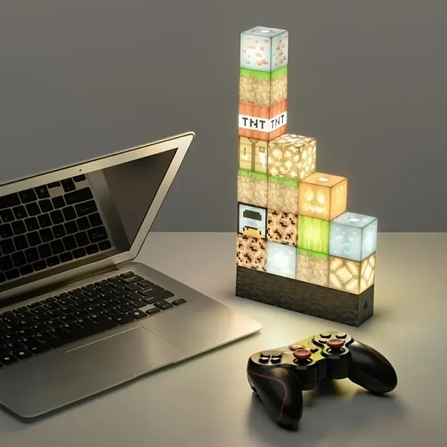 Lampă de noapte de joc Minecraft pentru copii și adulți - Lampă de birou LED