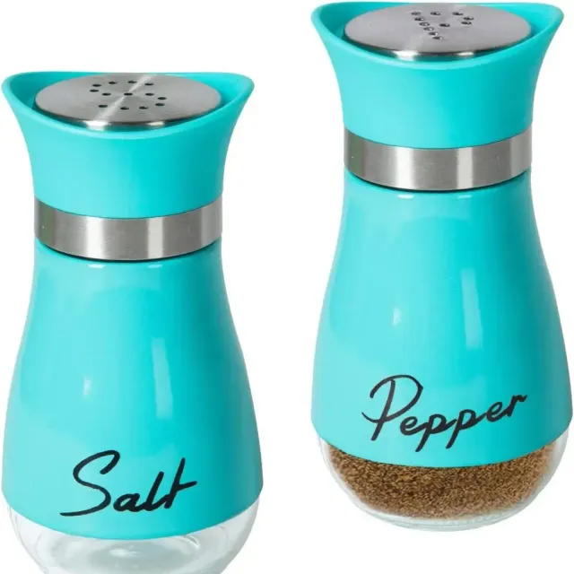 Set of stainless steel salt and pepper sprays with glass bottle