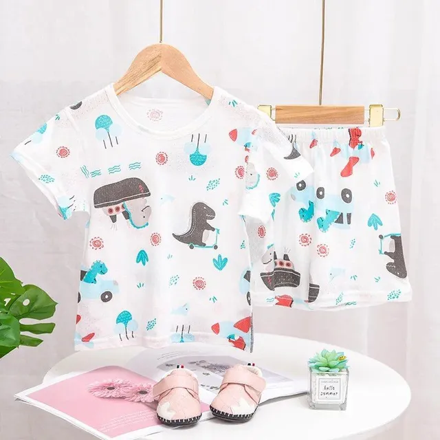 Baby cotton pajamas with short sleeves for boys and girls